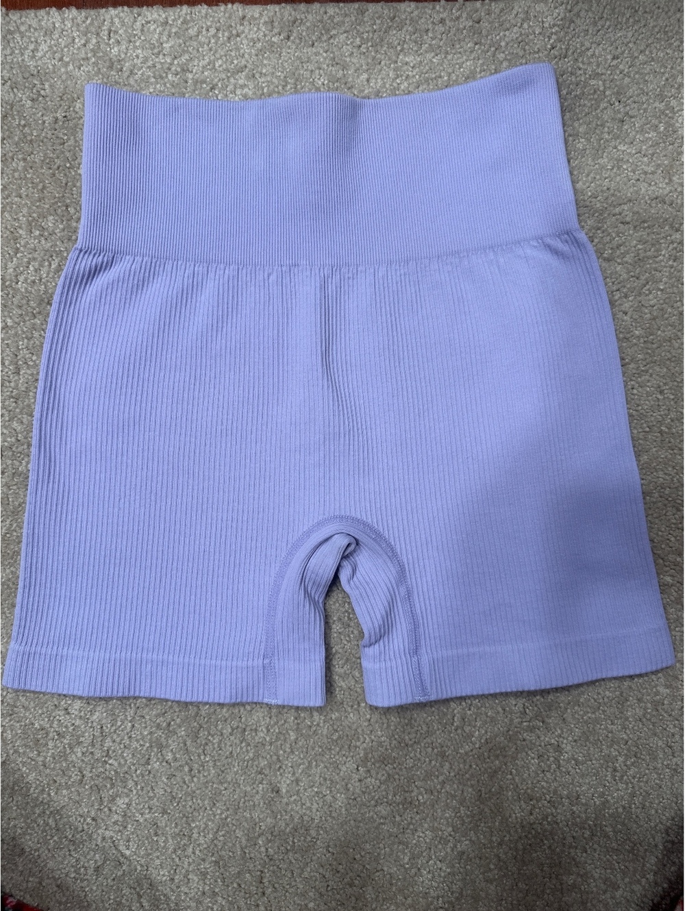 (5)QQQ Women's Ribbed High Waist Lavender Biker Shorts Size Small